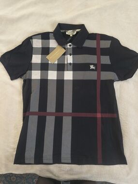 Burberry Black Check Short-Sleeve Polo Shirt